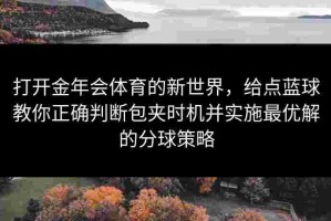 打开金年会体育的新世界，给点蓝球教你正确判断包夹时机并实施最优解的分球策略