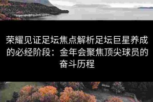 荣耀见证足坛焦点解析足坛巨星养成的必经阶段：金年会聚焦顶尖球员的奋斗历程